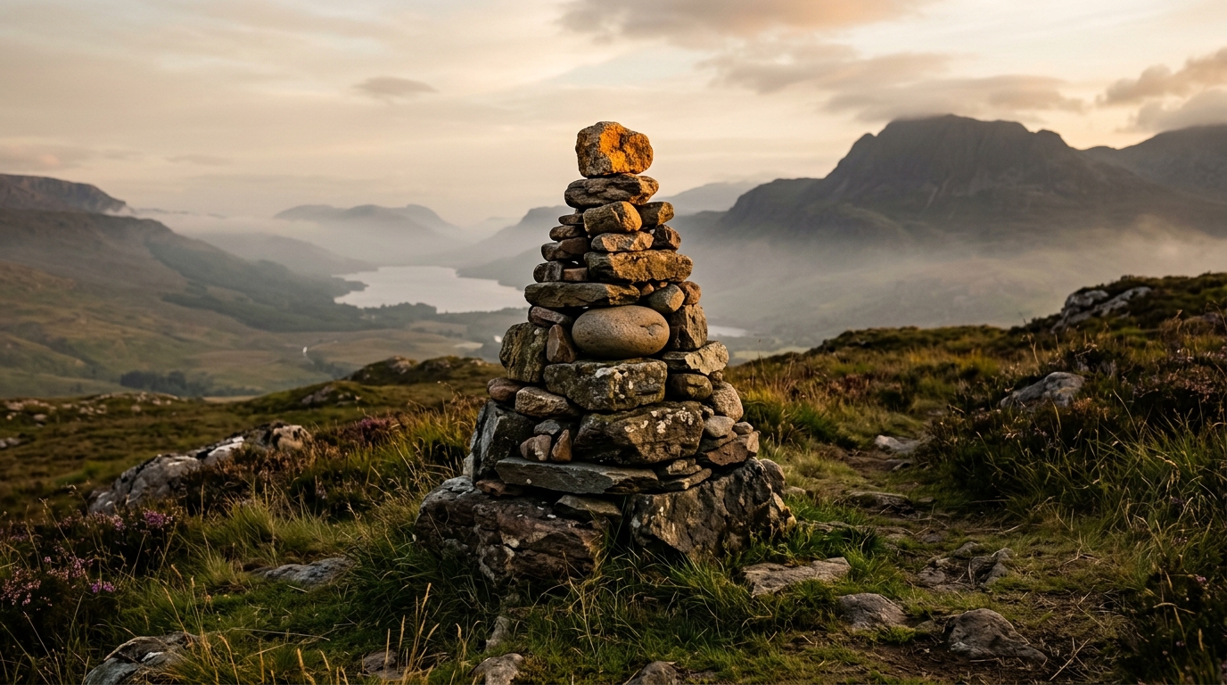 A cairn on the hillside